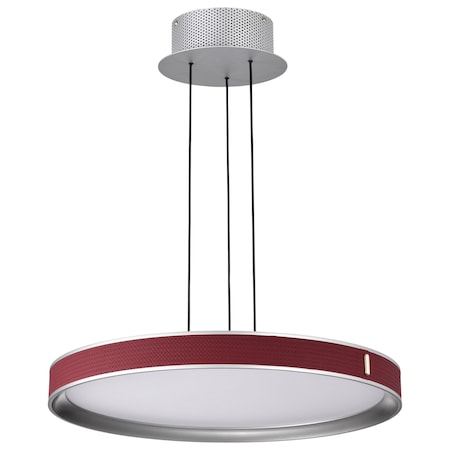 Nuvo Bandon, 20 Inch LED Pendant, Gray with Red Wrap, Acrylic Lens 62/3011